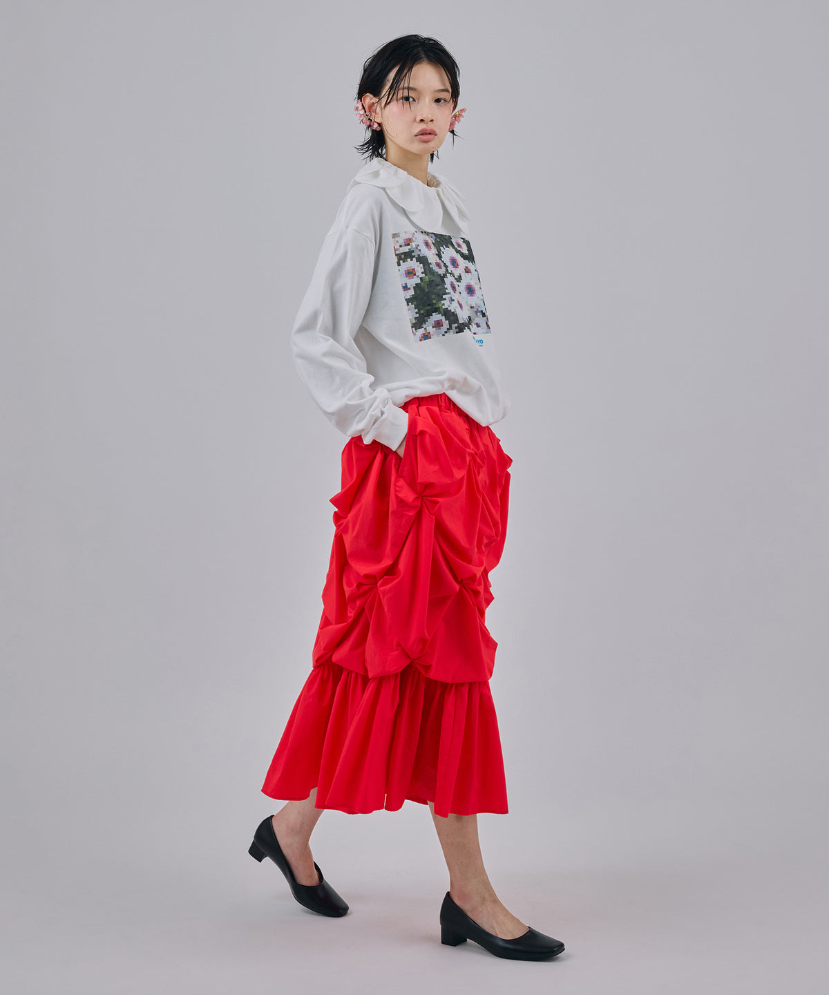PRINT L/S T-SHIRT(MOSAIC FLOWER)