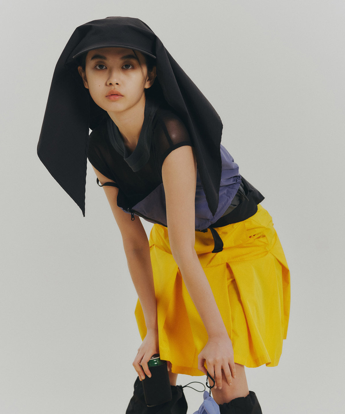 LAMINATED TAFFETA PLEATS MINI SKIRT
