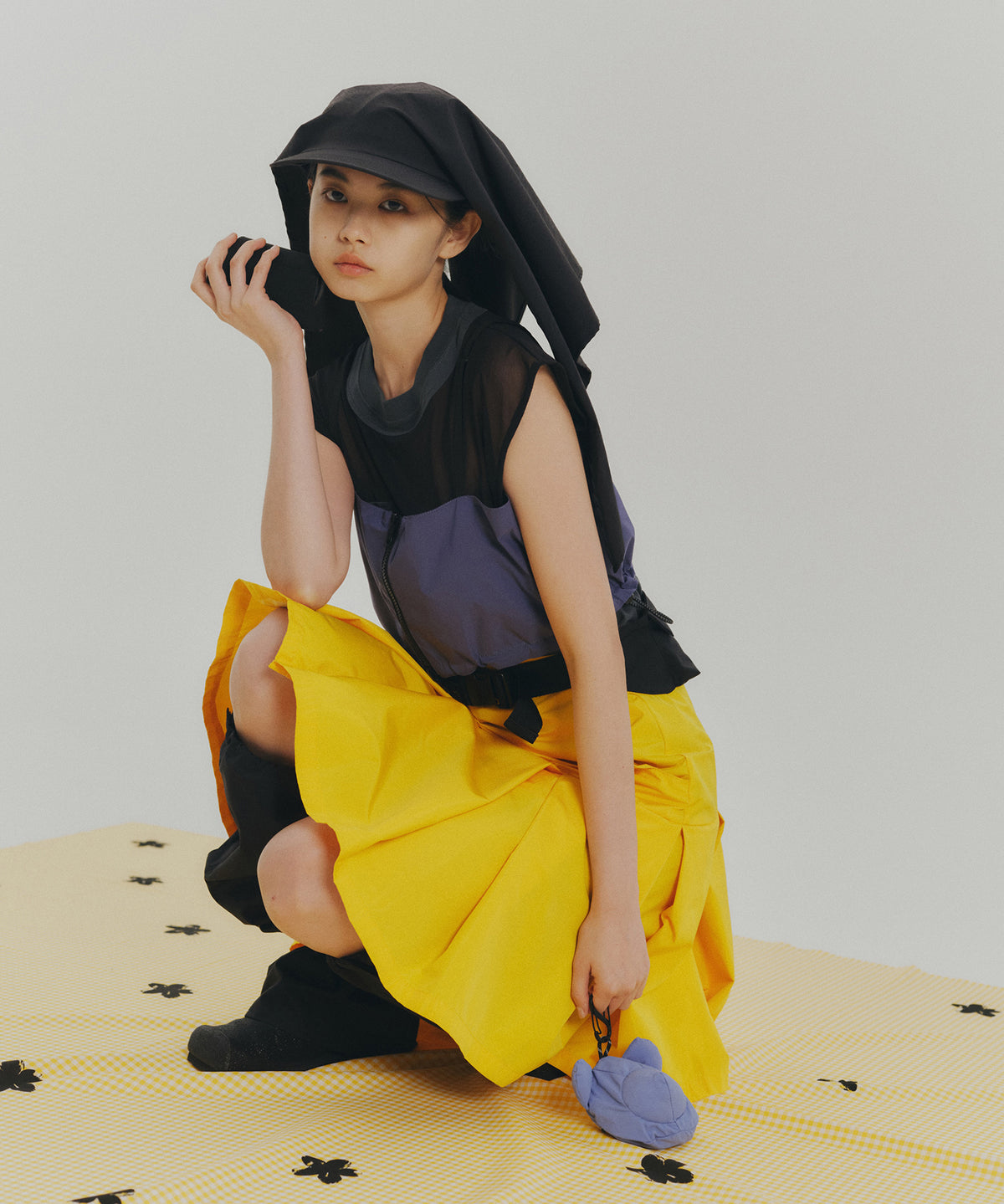 LAMINATED TAFFETA PLEATS MINI SKIRT