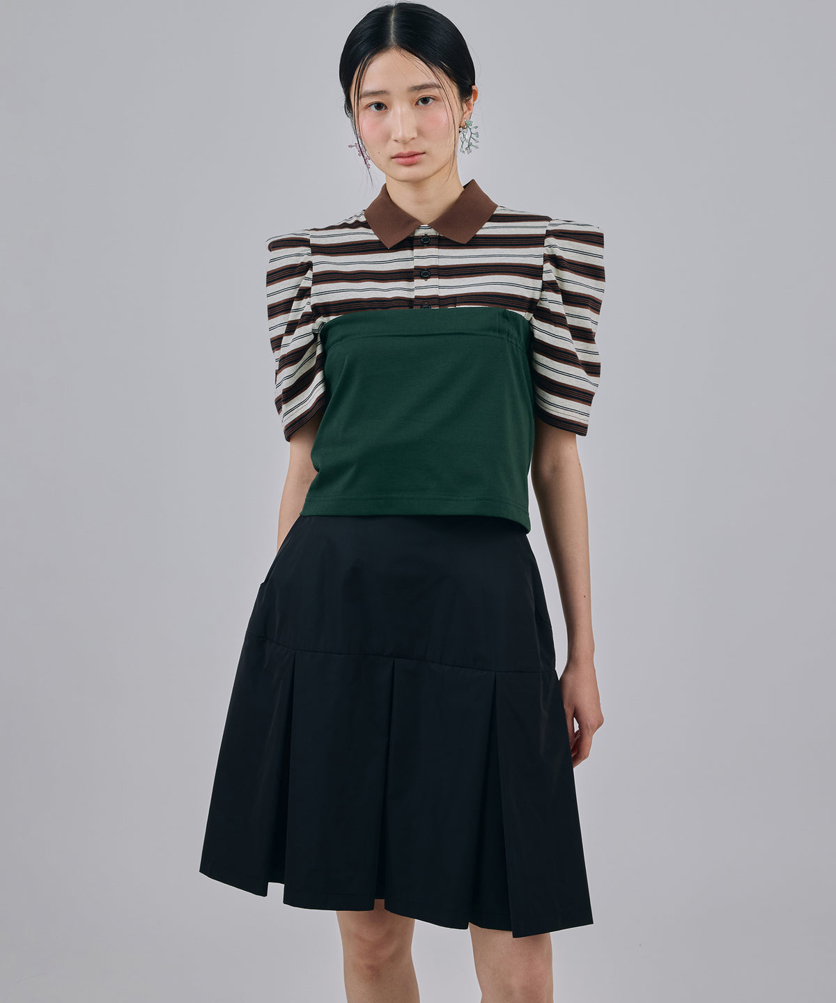 LAMINATED TAFFETA PLEATS MINI SKIRT