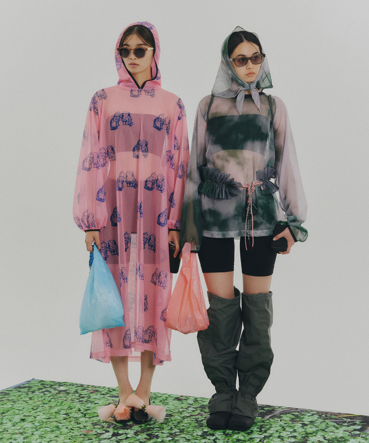 PRINT MESH HOODIE O/P