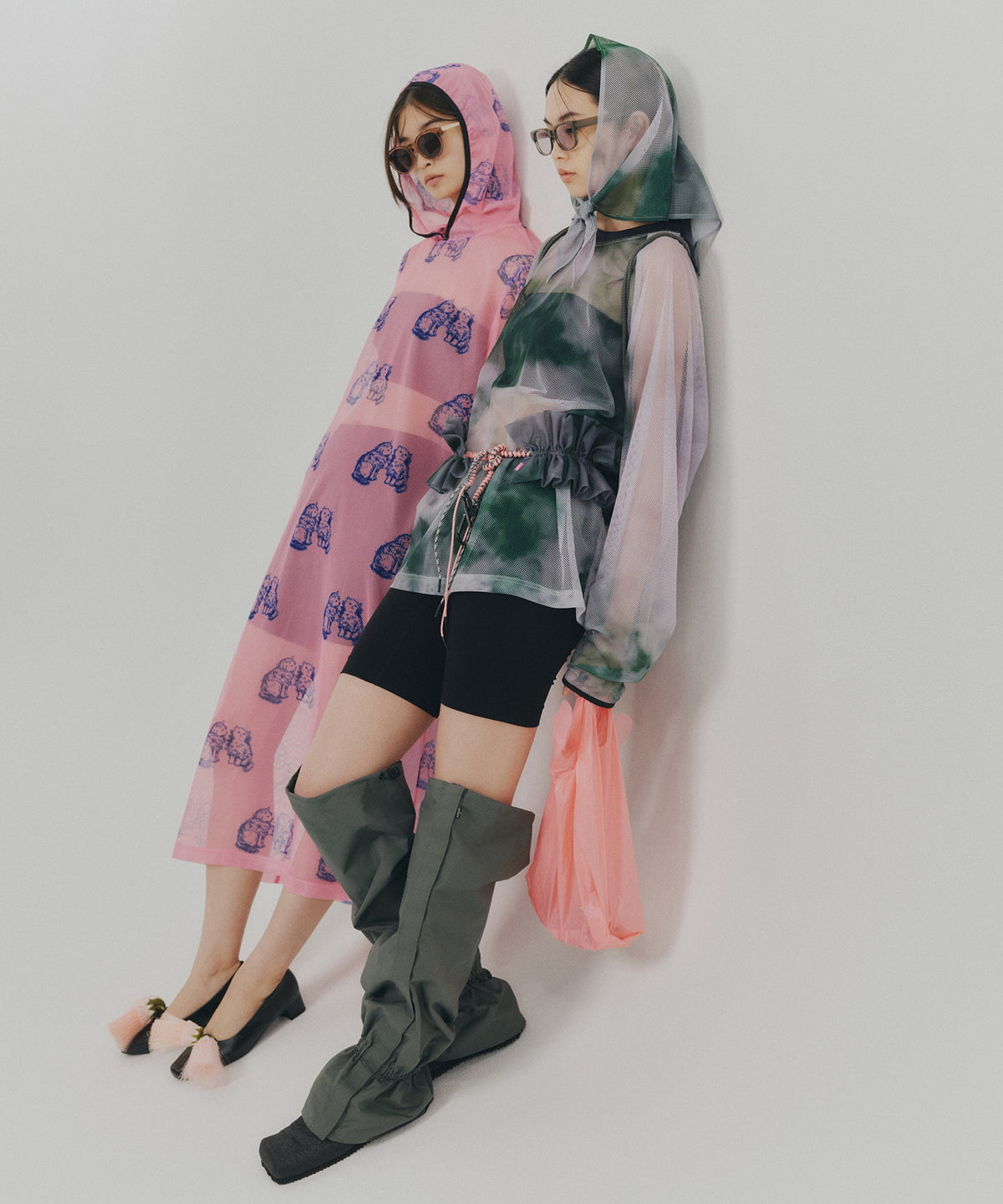 PRINT MESH HOODIE O/P