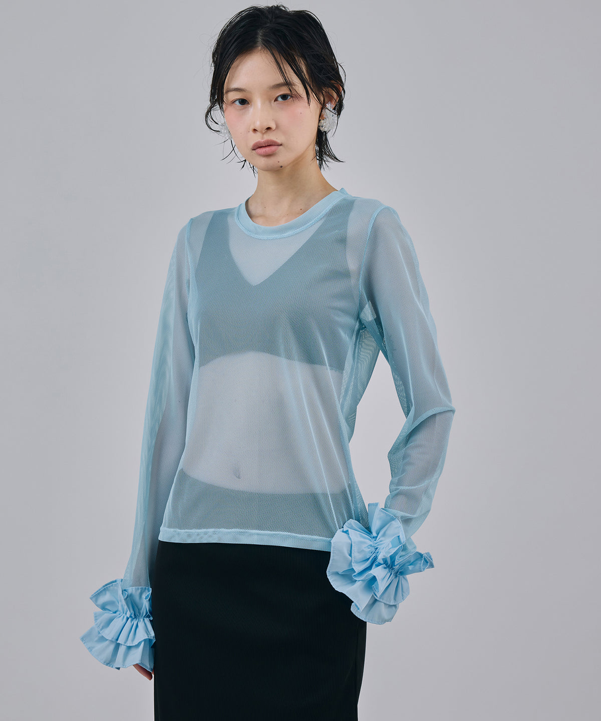 FRILL MESH L/S C/S