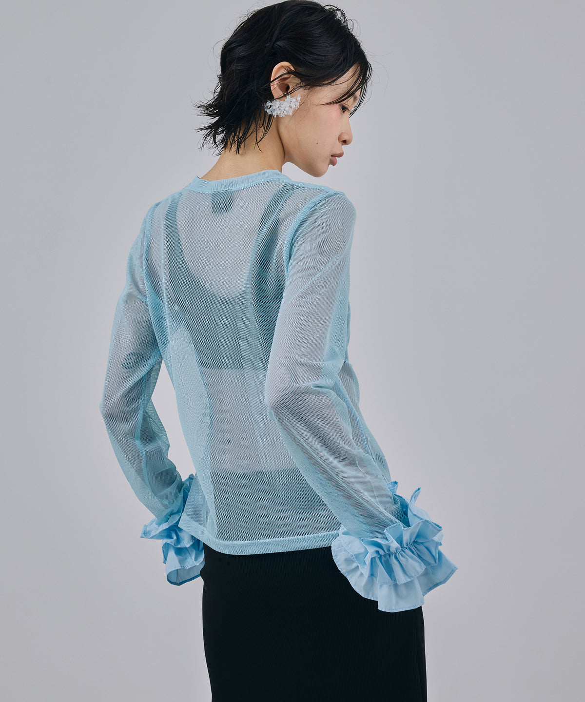 FRILL MESH L/S C/S