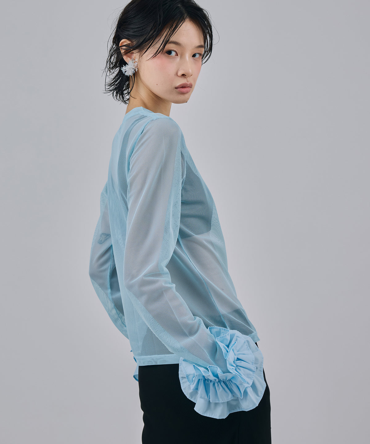 FRILL MESH L/S C/S