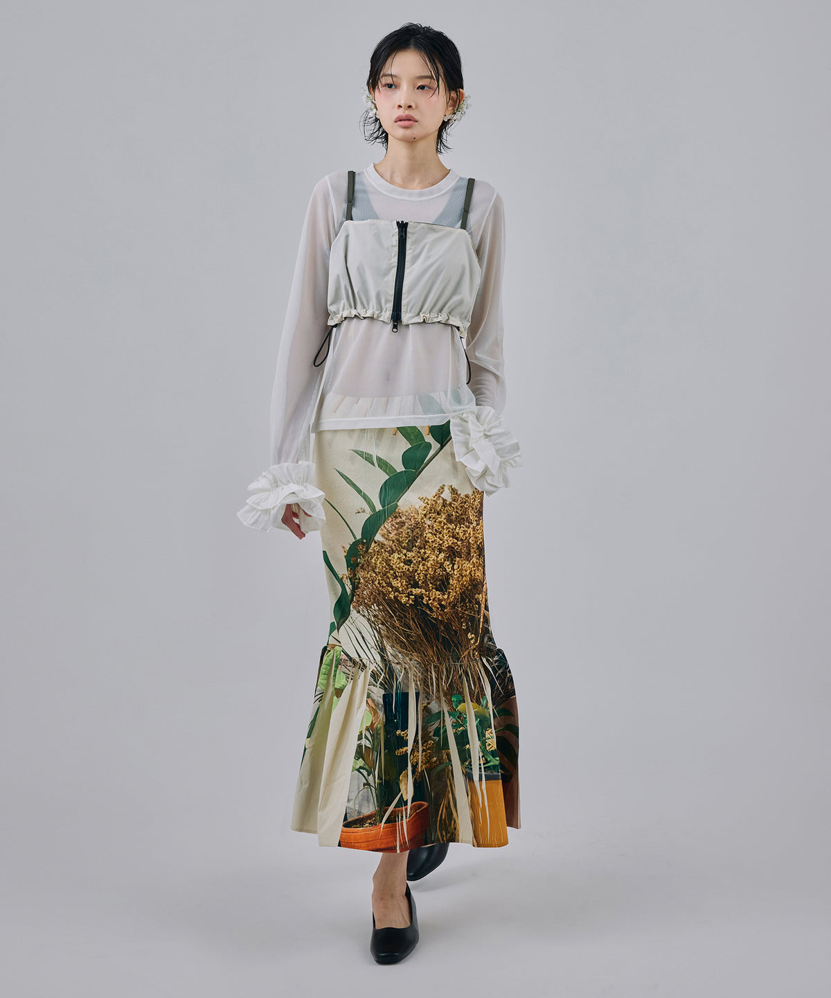 FRILL MESH L/S C/S