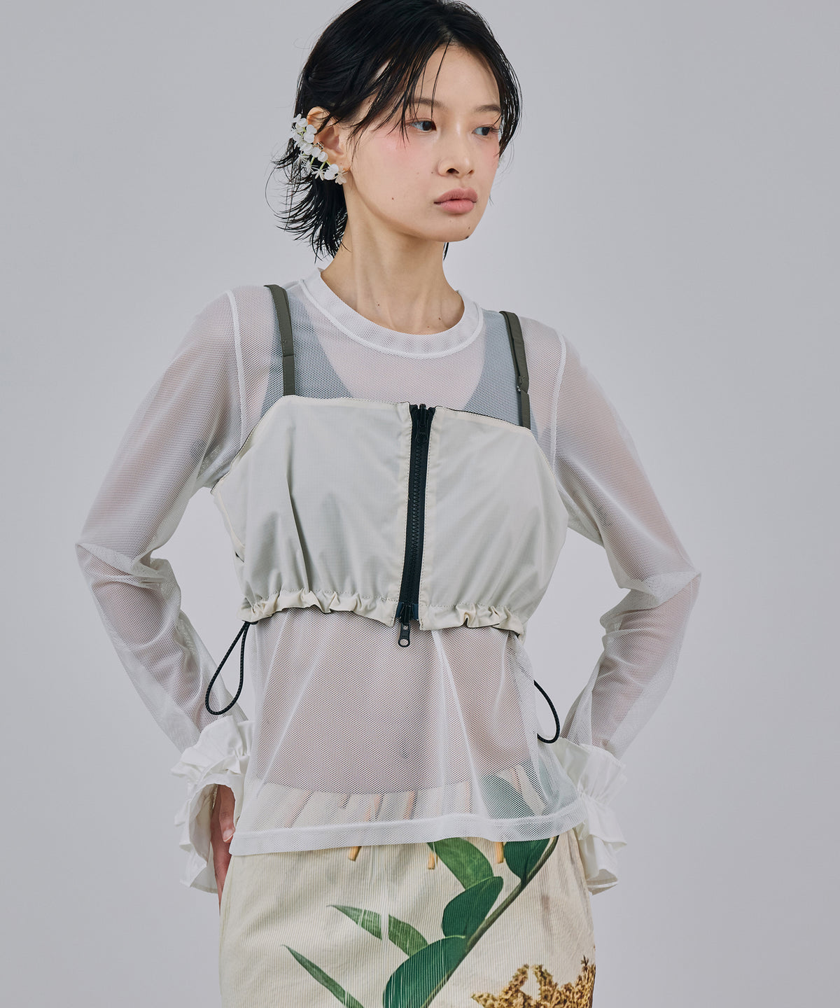 FRILL MESH L/S C/S