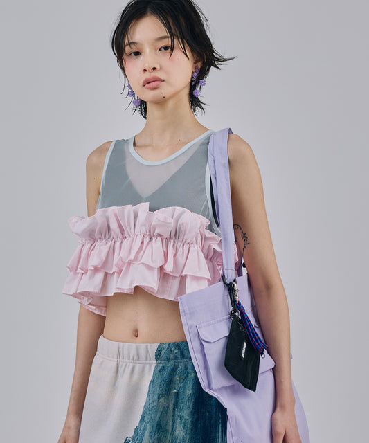 FRILL MESH SHORT TANK-TOP