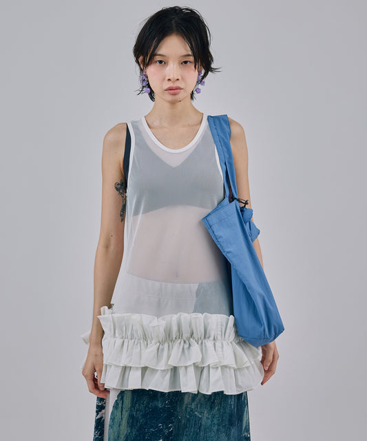 FRILL MESH TANK-TOP