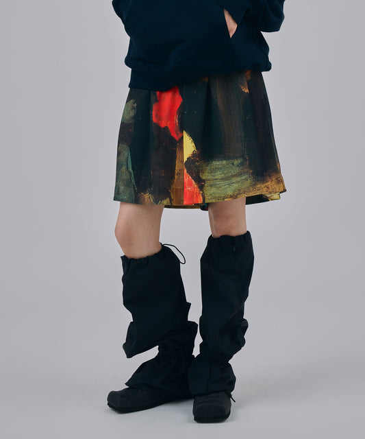 PRINT RIB WIDE SHORTS