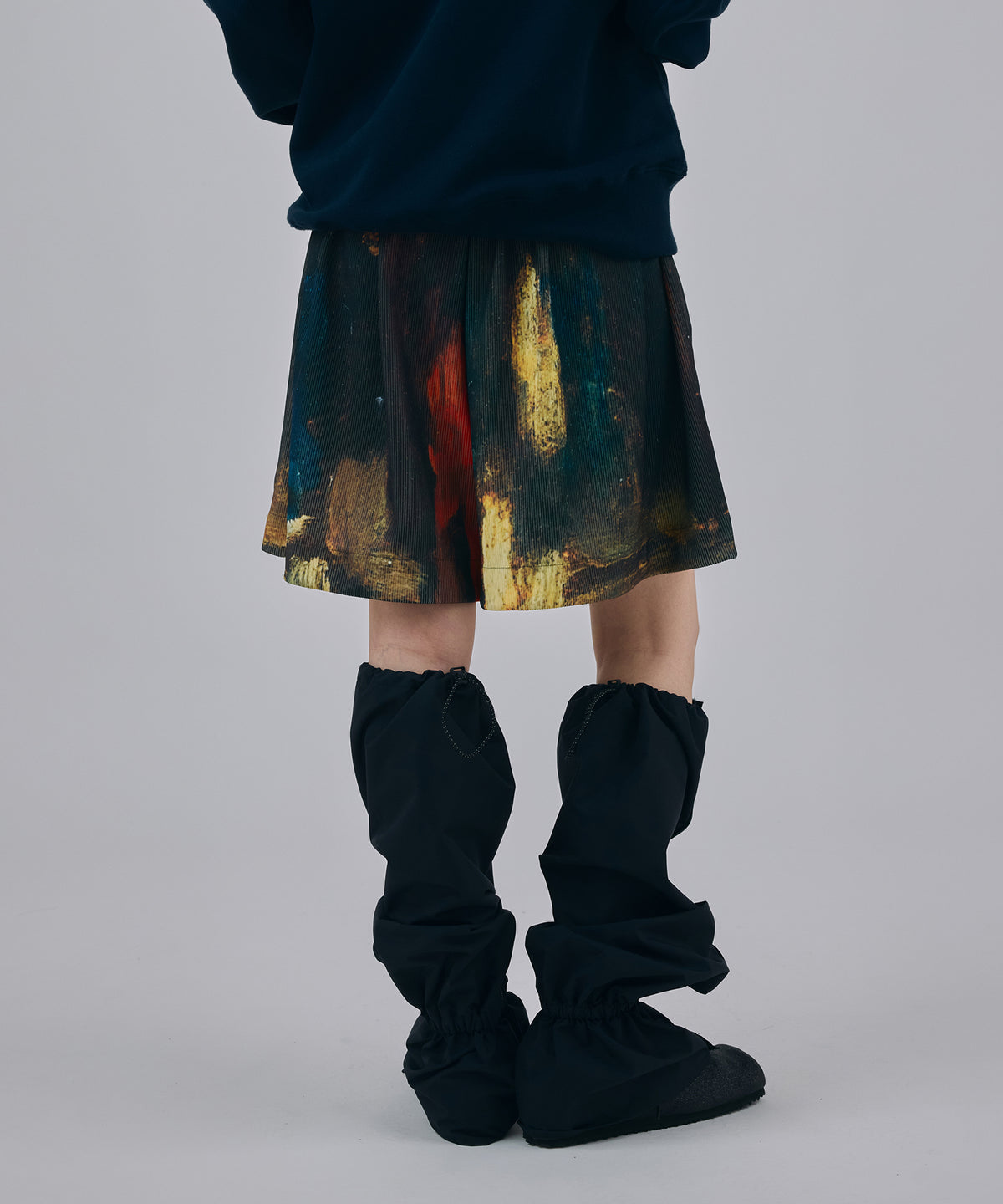 PRINT RIB WIDE SHORTS