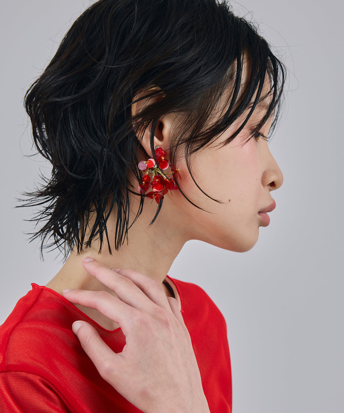SEQUIN FLOWER BRANCH EARRINGS