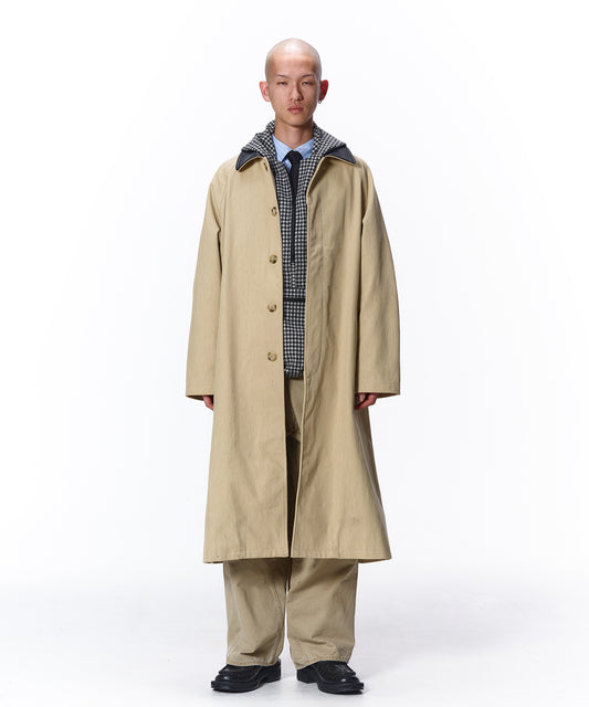 LEATHER COLLAR FADE OVER COAT