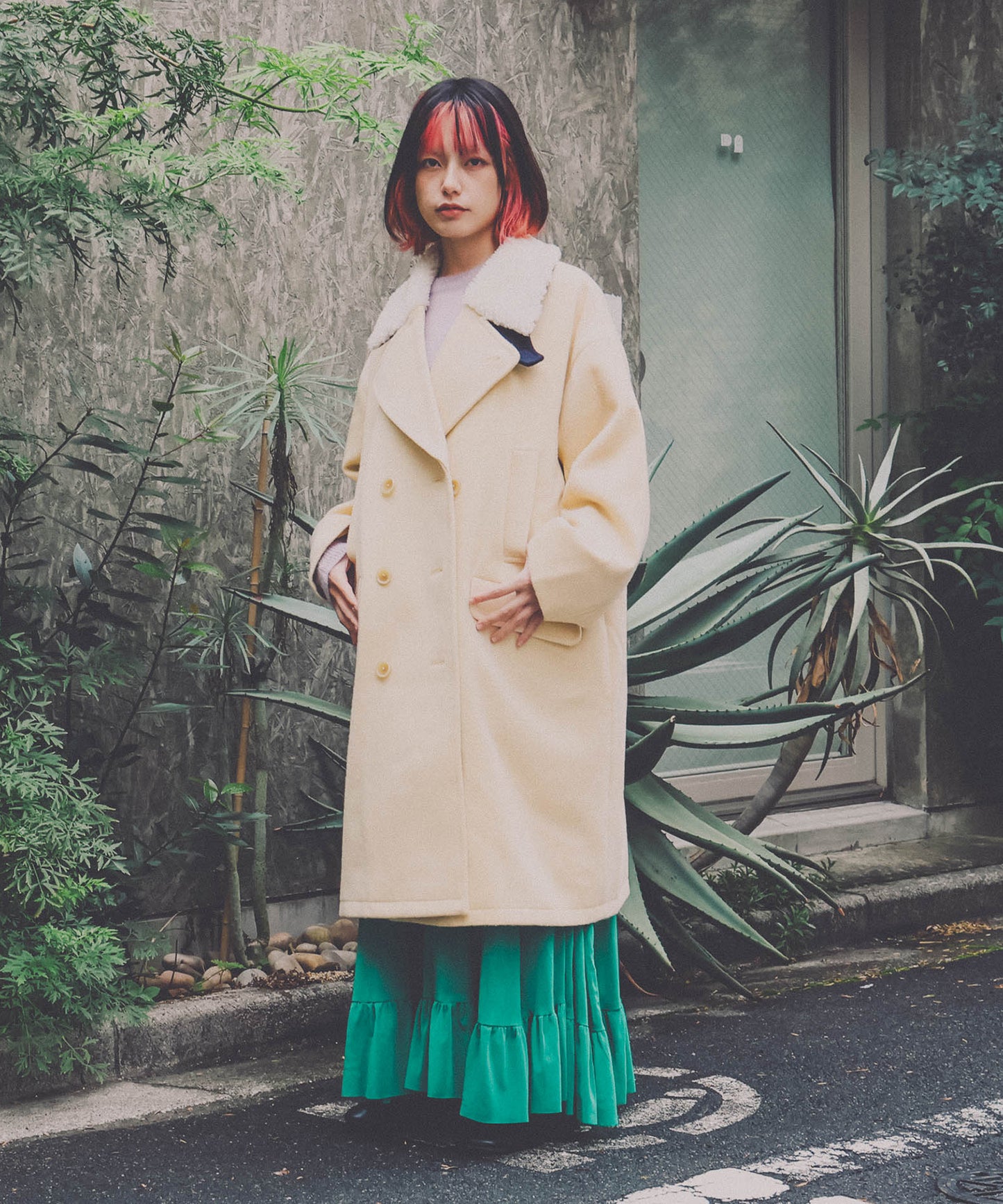 YELW ANGORA MELTON P-COAT