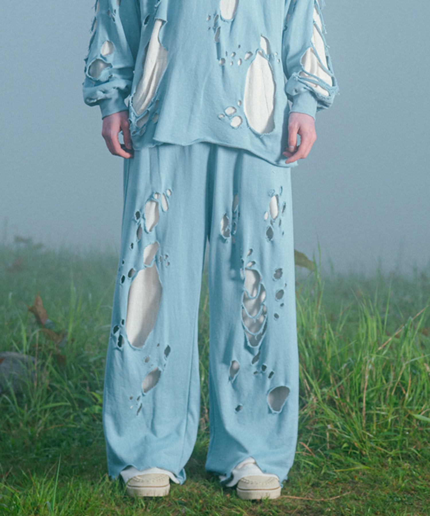 14th addiction コーティングモトクロススウェットパンツ