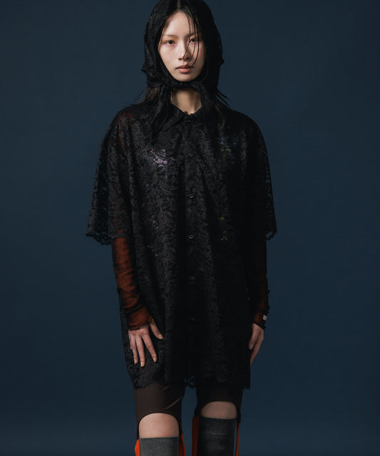 LACE HALF SLEEVE SHIRT & LACE SCARF 【納期8月下旬】