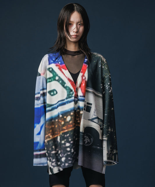 PRINT RIB BIG CARDIGAN 【納期9月下旬】