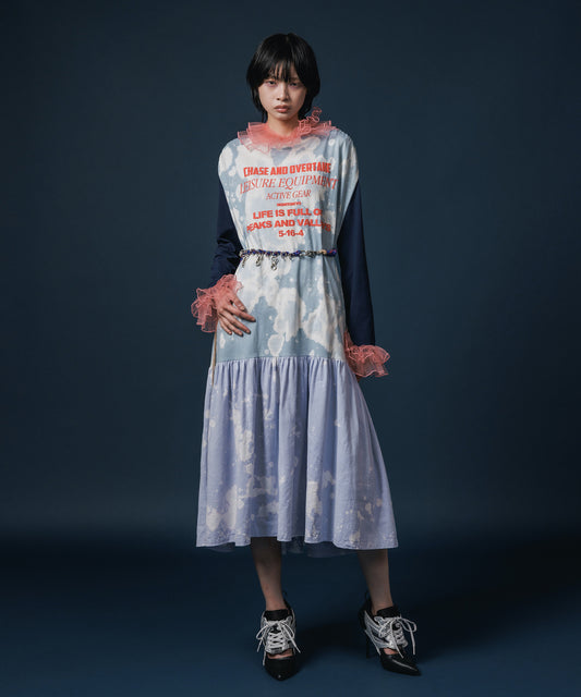 GATHER SHOULDER TIE-DYE ONE-PIECE 【納期8月下旬】