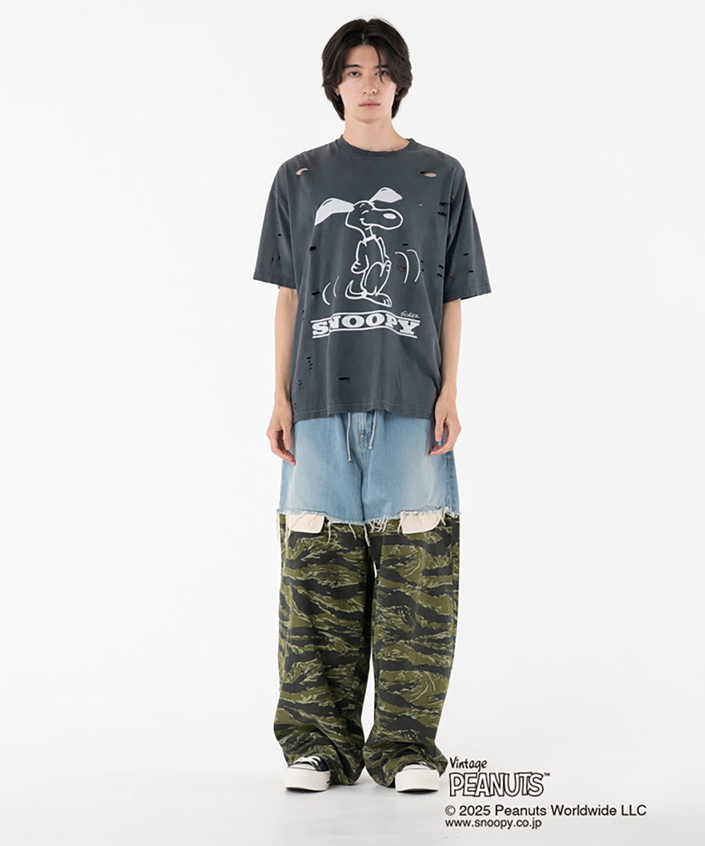 PEANUTSxDISCOVERED DAMAGE PIGMENT DYED TEE