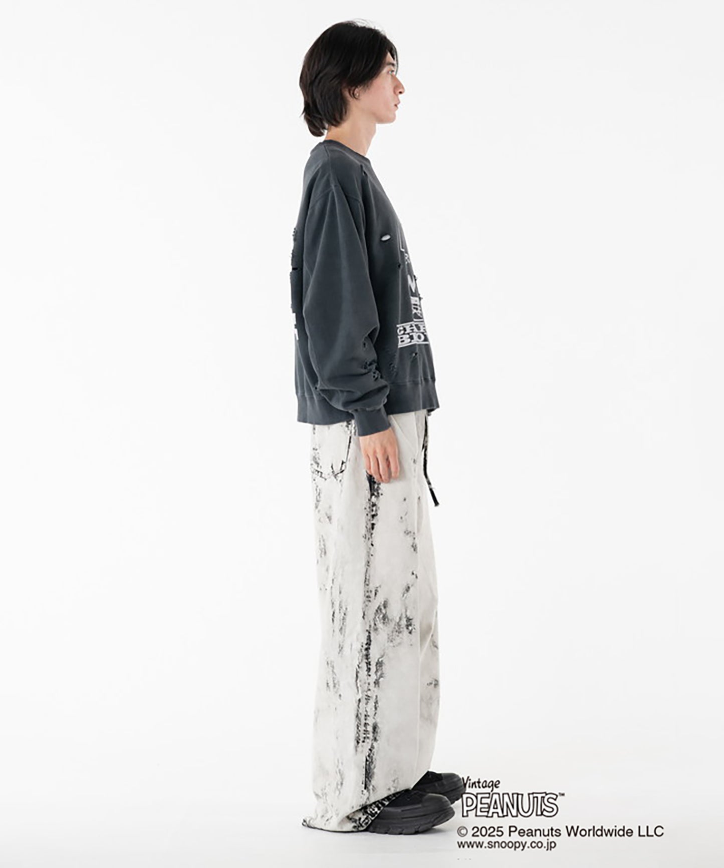 PEANUTSxDISCOVERED DAMAGE PIGMENT DYED SWEAT