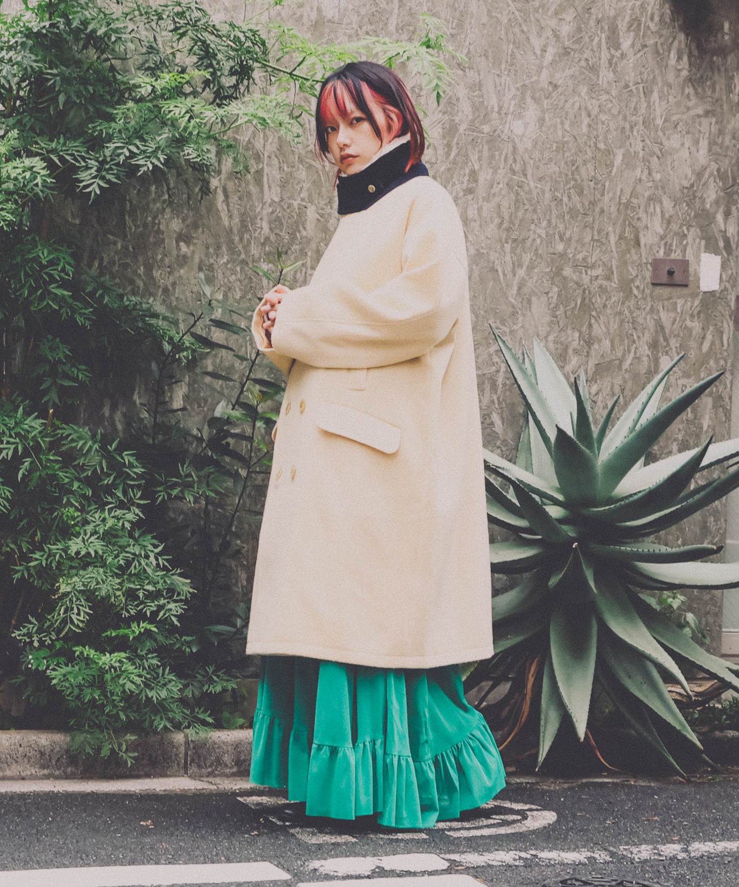 YELW ANGORA MELTON P-COAT