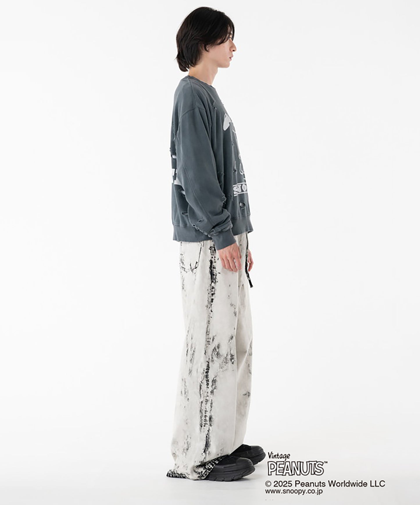 PEANUTSxDISCOVERED DAMAGE PIGMENT DYED SWEAT