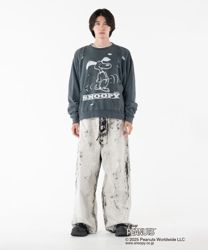 PEANUTSxDISCOVERED DAMAGE PIGMENT DYED SWEAT