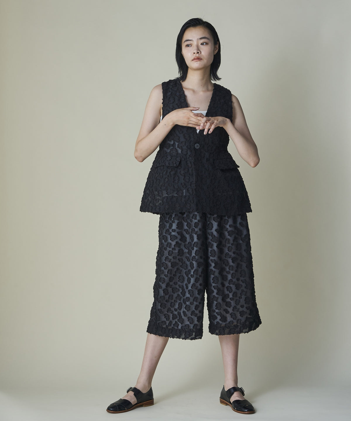 Floral Jacquard Volume Pants