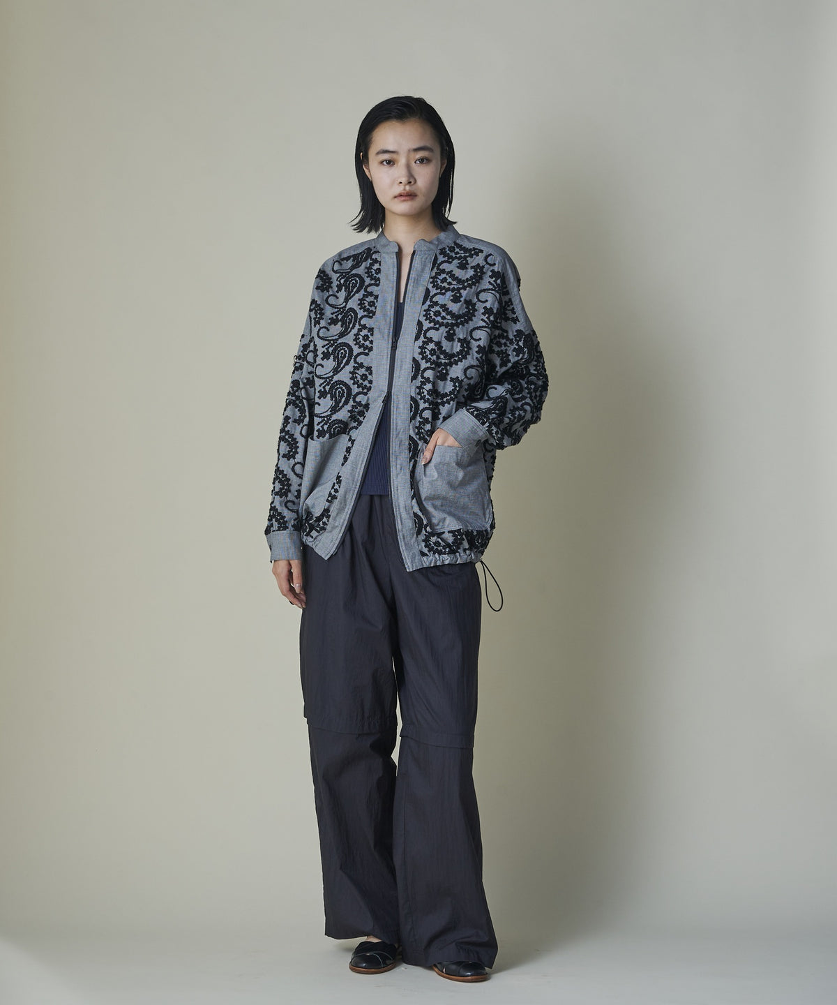 Layered Paisley Utility Blouson
