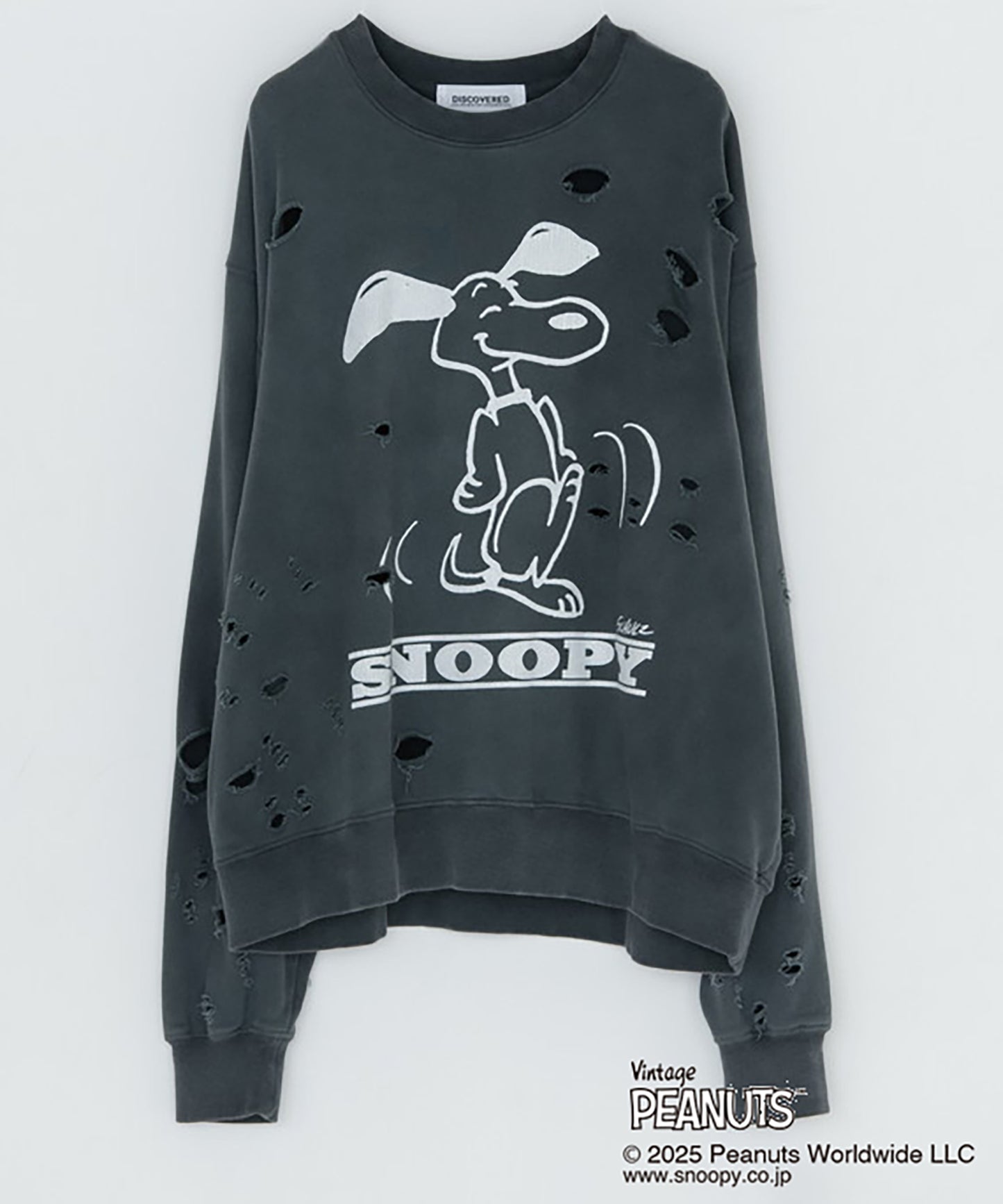 PEANUTSxDISCOVERED DAMAGE PIGMENT DYED SWEAT