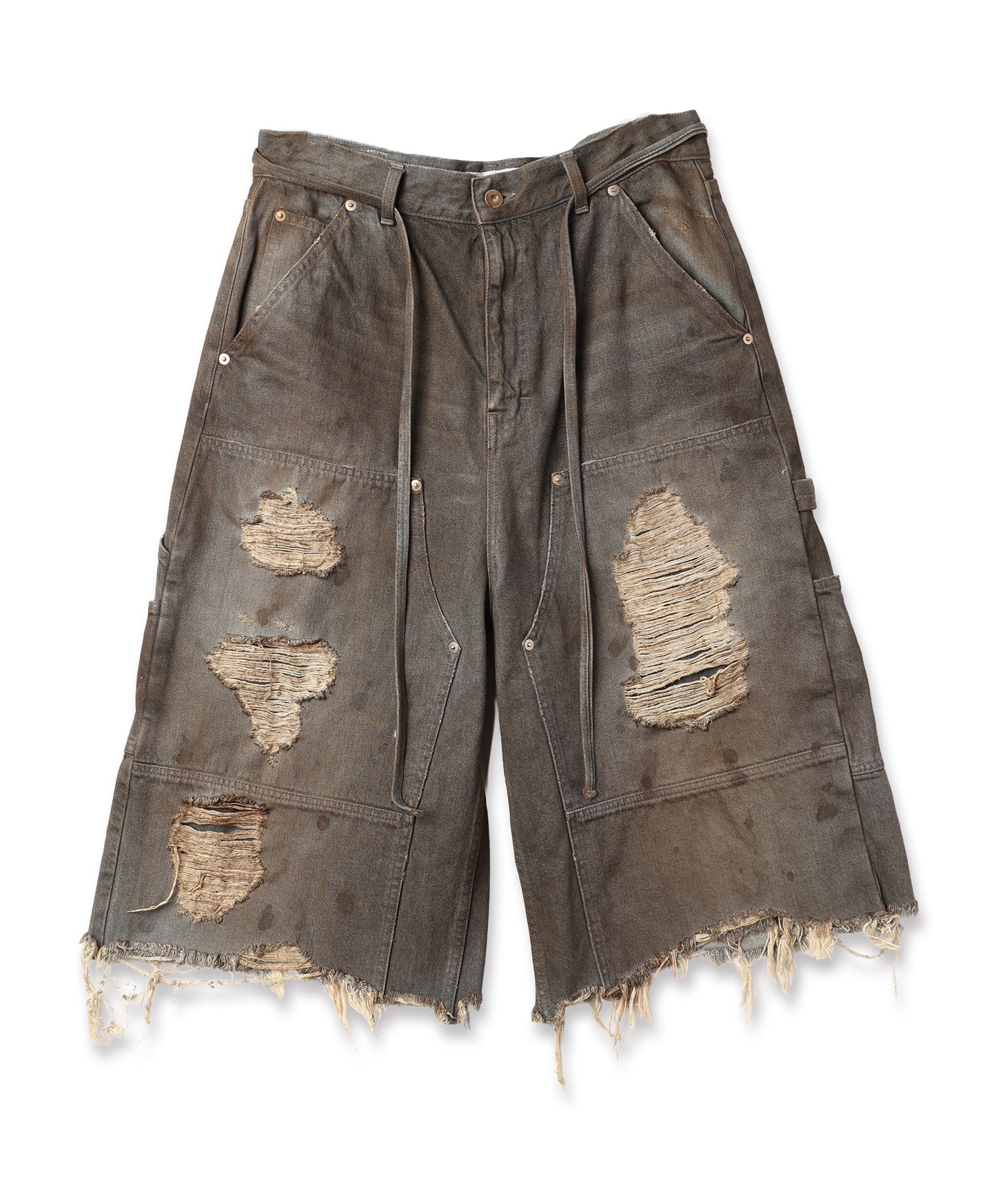 DOUBLE KNEE DENIM SHORTS