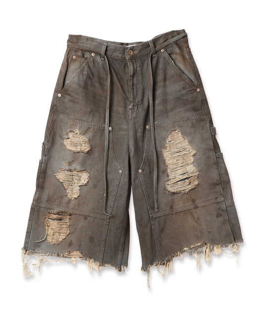 DOUBLE KNEE DENIM SHORTS