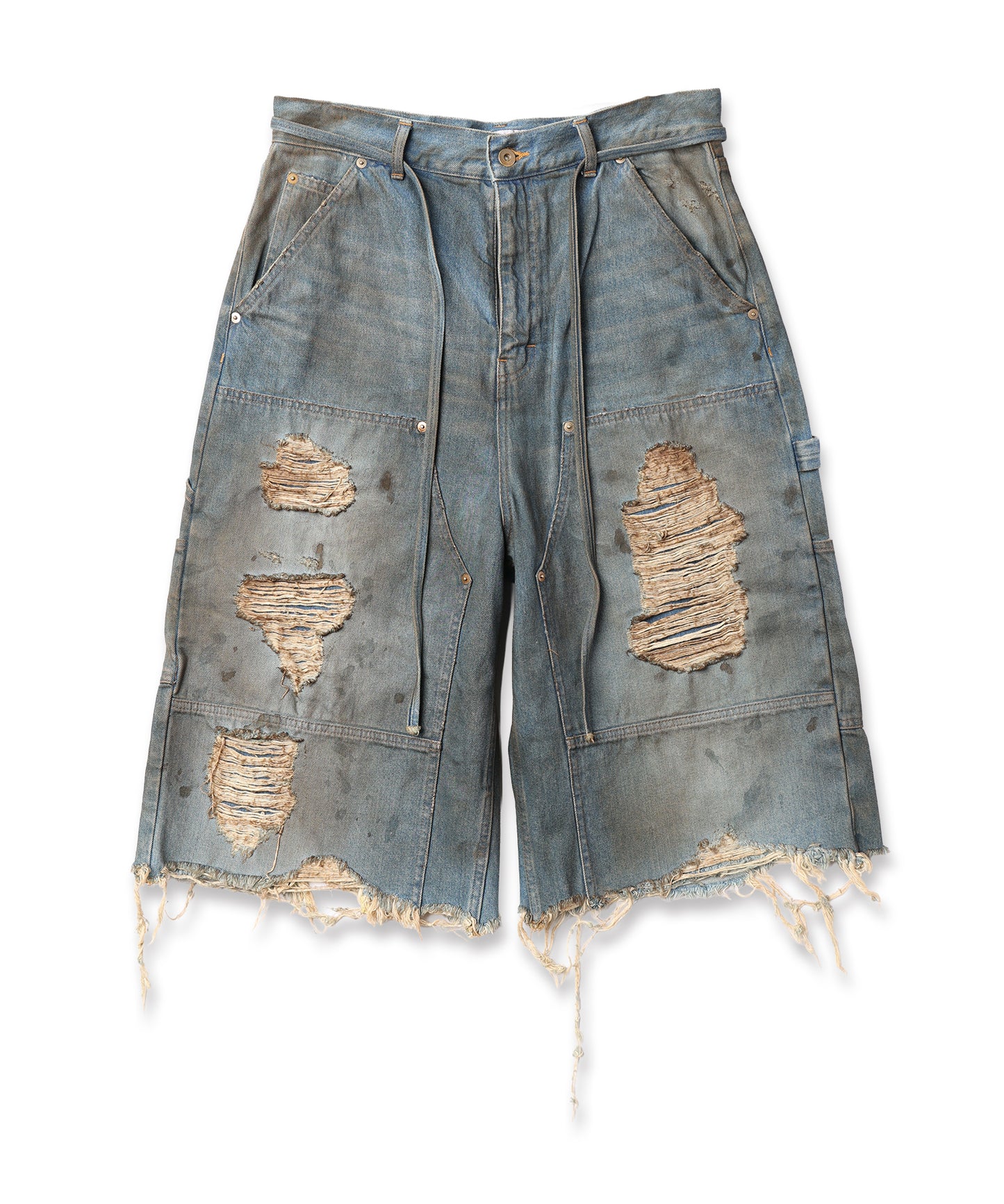 DOUBLE KNEE DENIM SHORTS