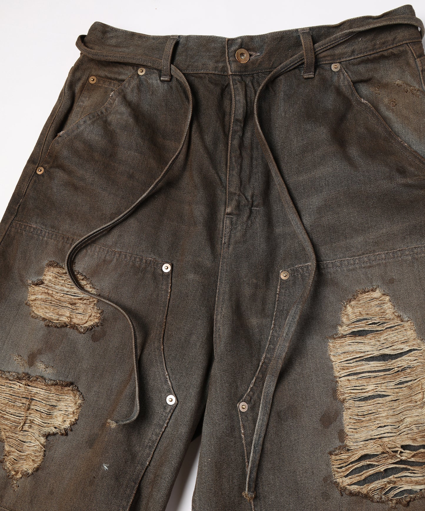 DOUBLE KNEE DENIM SHORTS