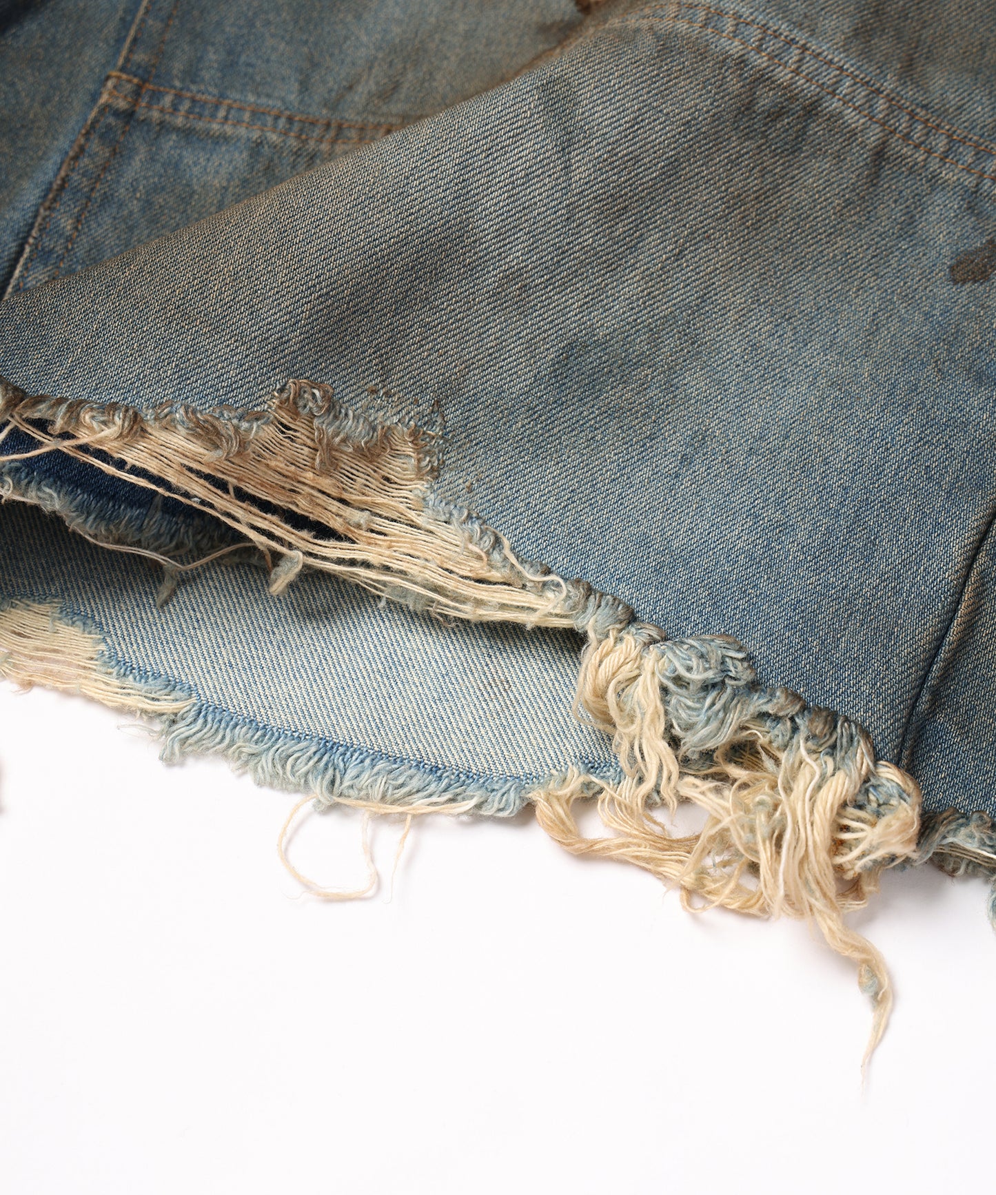 DOUBLE KNEE DENIM SHORTS