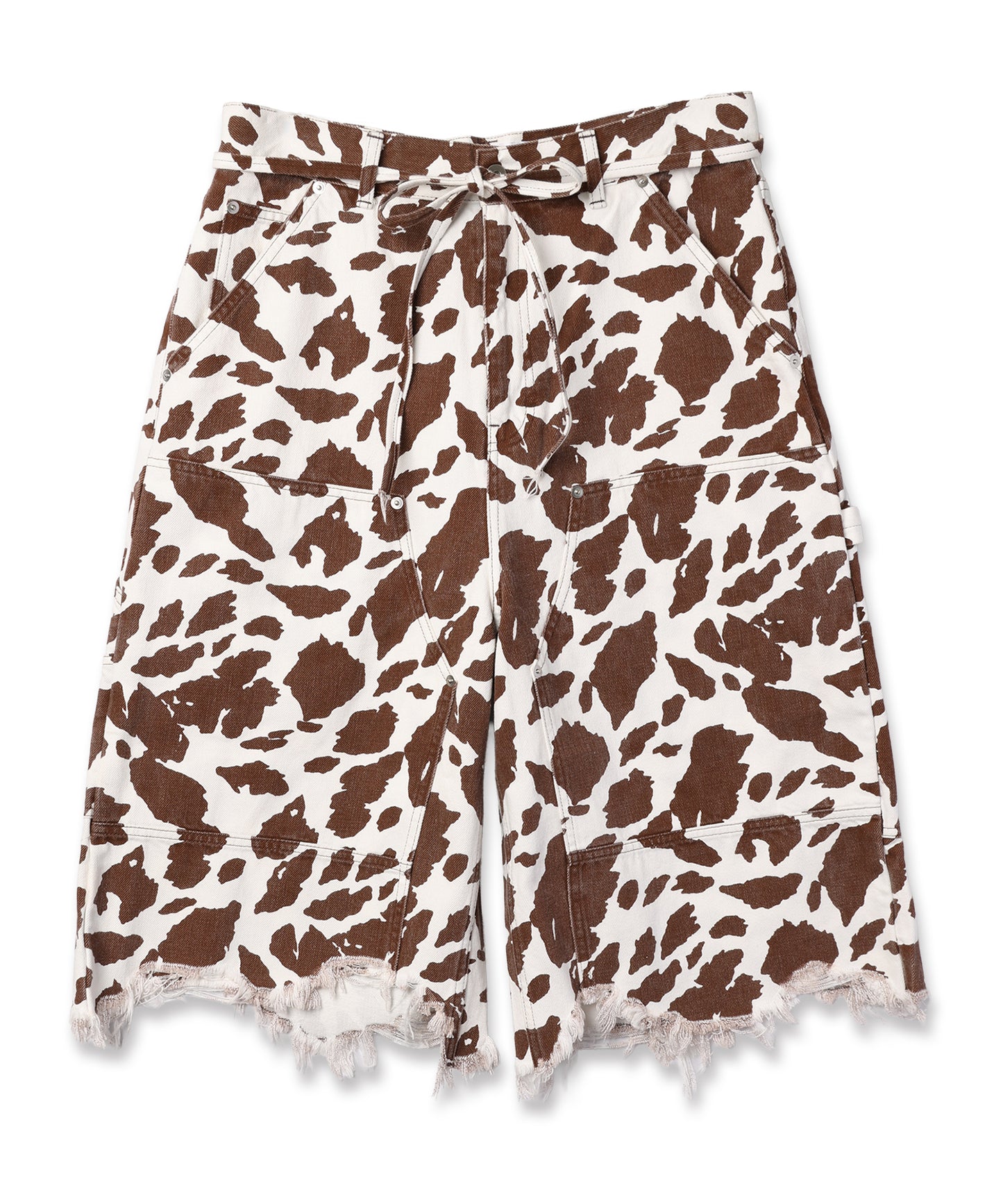 COW PRINT DOUBLE KNEE SHORTS