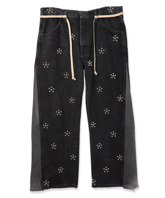Flower Ramponi Studs Denim Pants