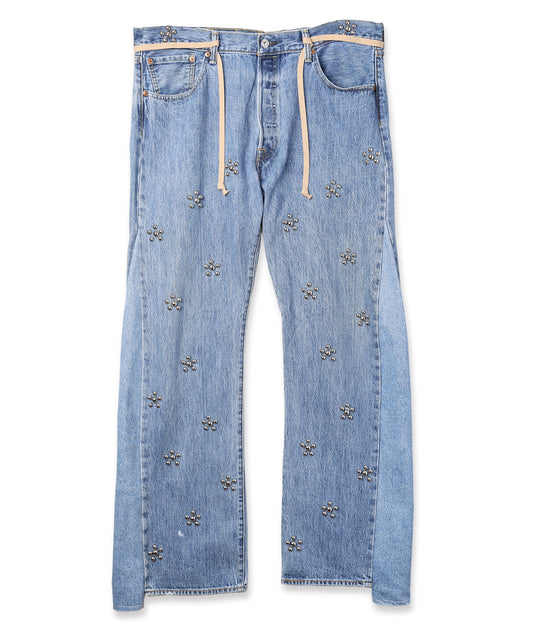 Flower Ramponi Studs Denim Pants
