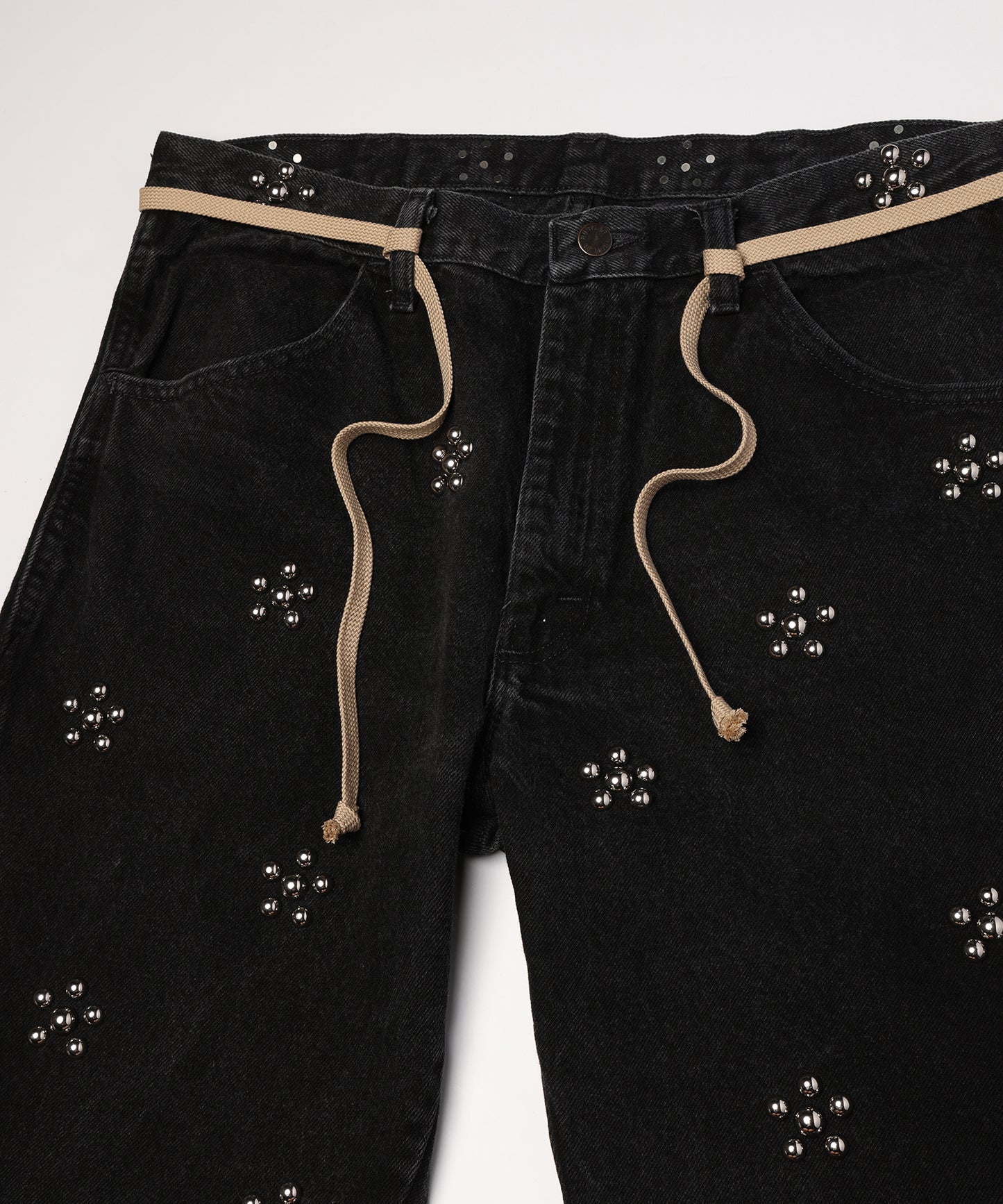 Flower Ramponi Studs Denim Pants