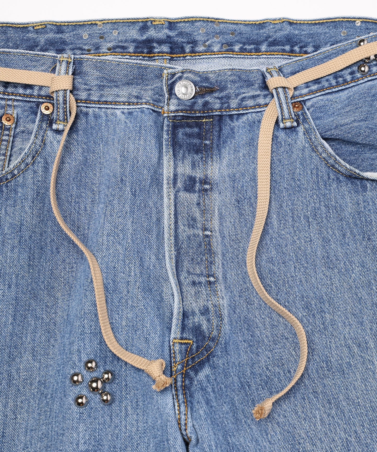 Flower Ramponi Studs Denim Pants