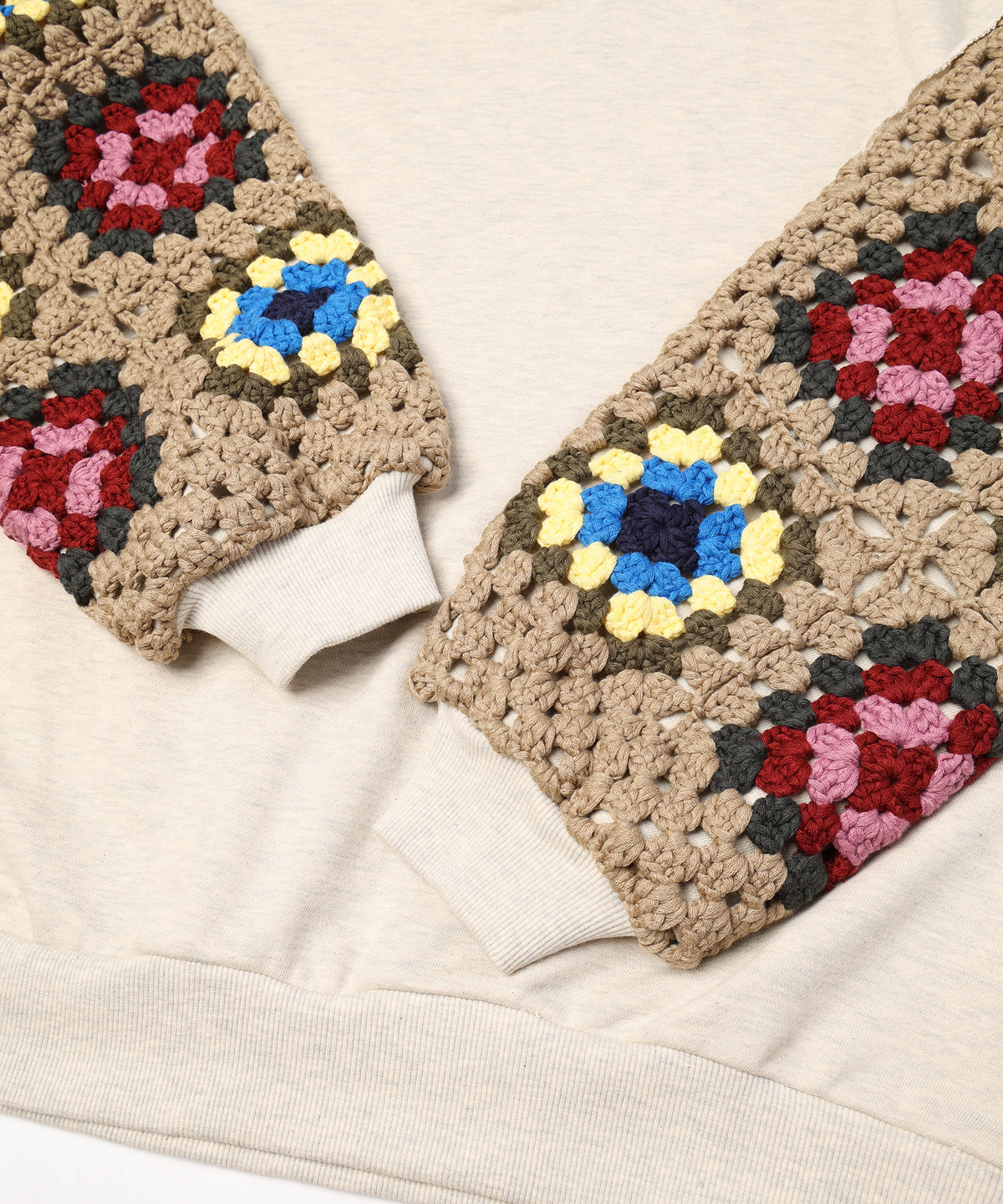 CROCHET SLEEVE SWEAT