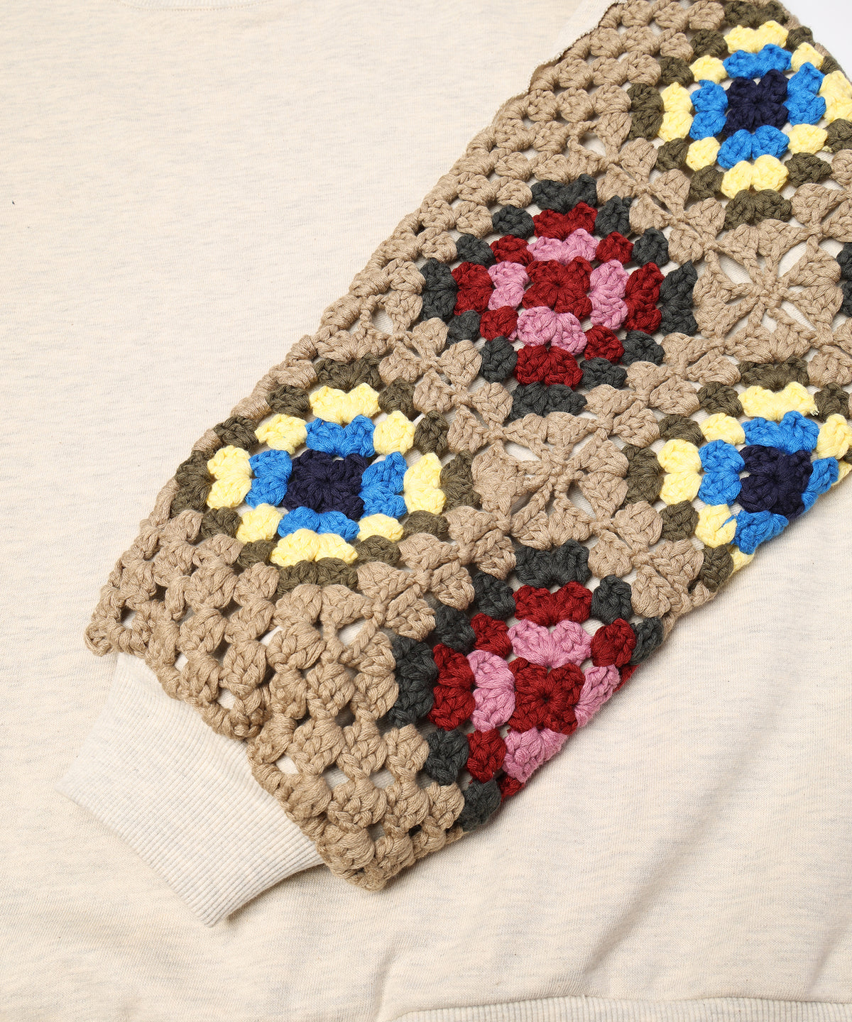 CROCHET SLEEVE SWEAT