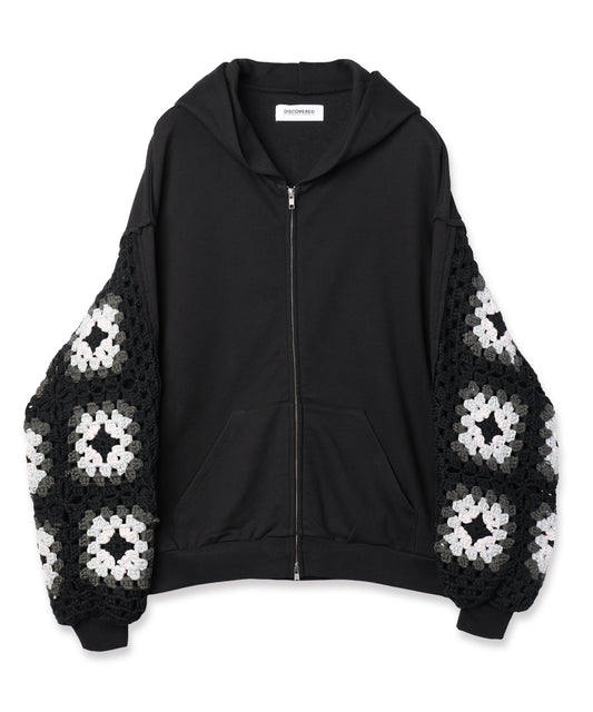 CROCHET SLEEVE SWEAT PARKA