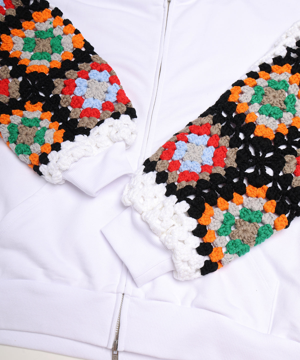 CROCHET SLEEVE SWEAT PARKA