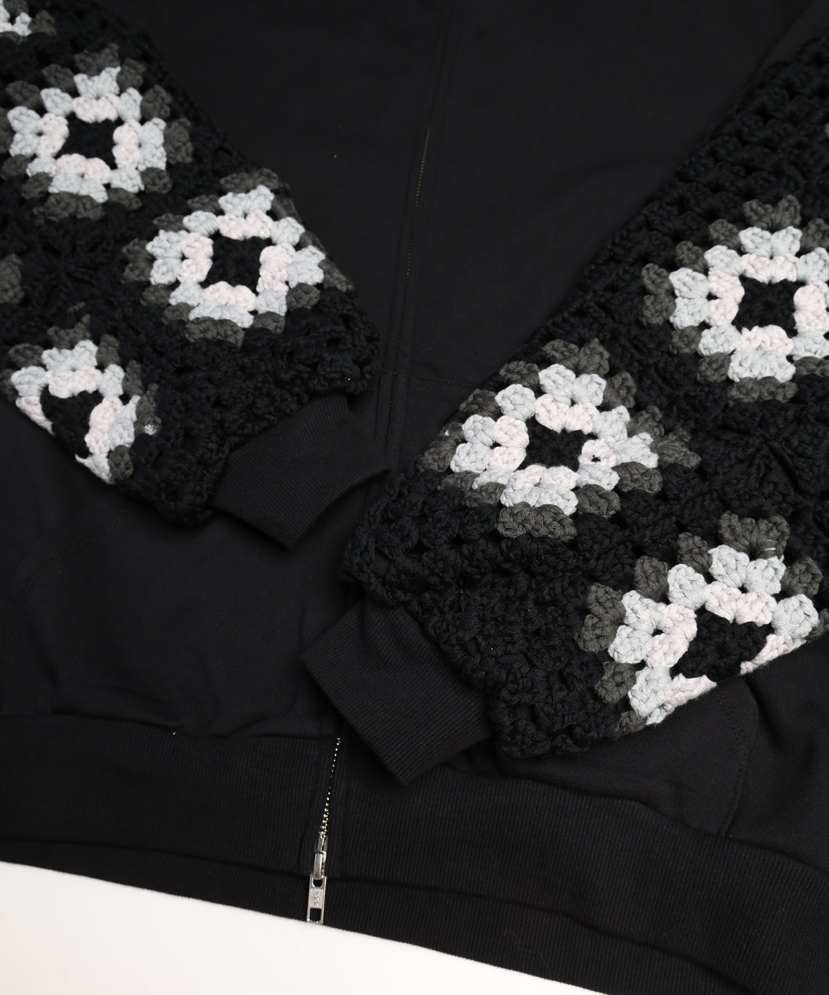 CROCHET SLEEVE SWEAT PARKA