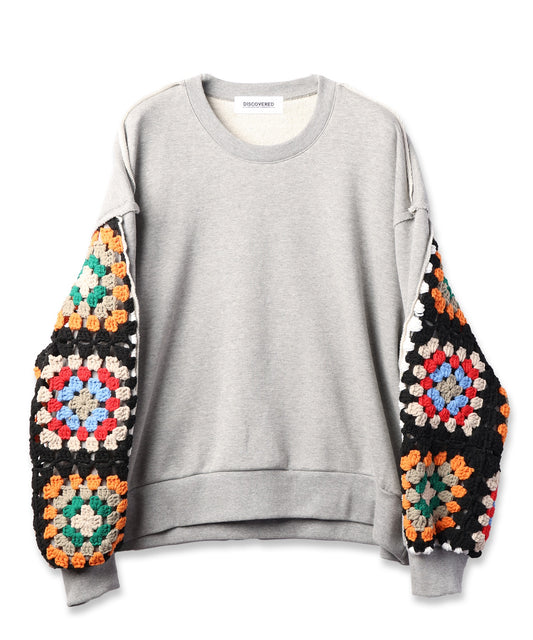CROCHET SLEEVE SWEAT