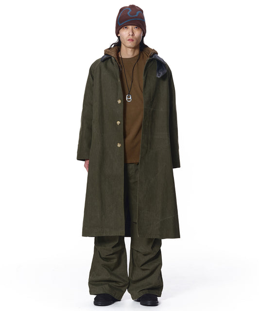 LEATHER COLLAR FADE OVER COAT