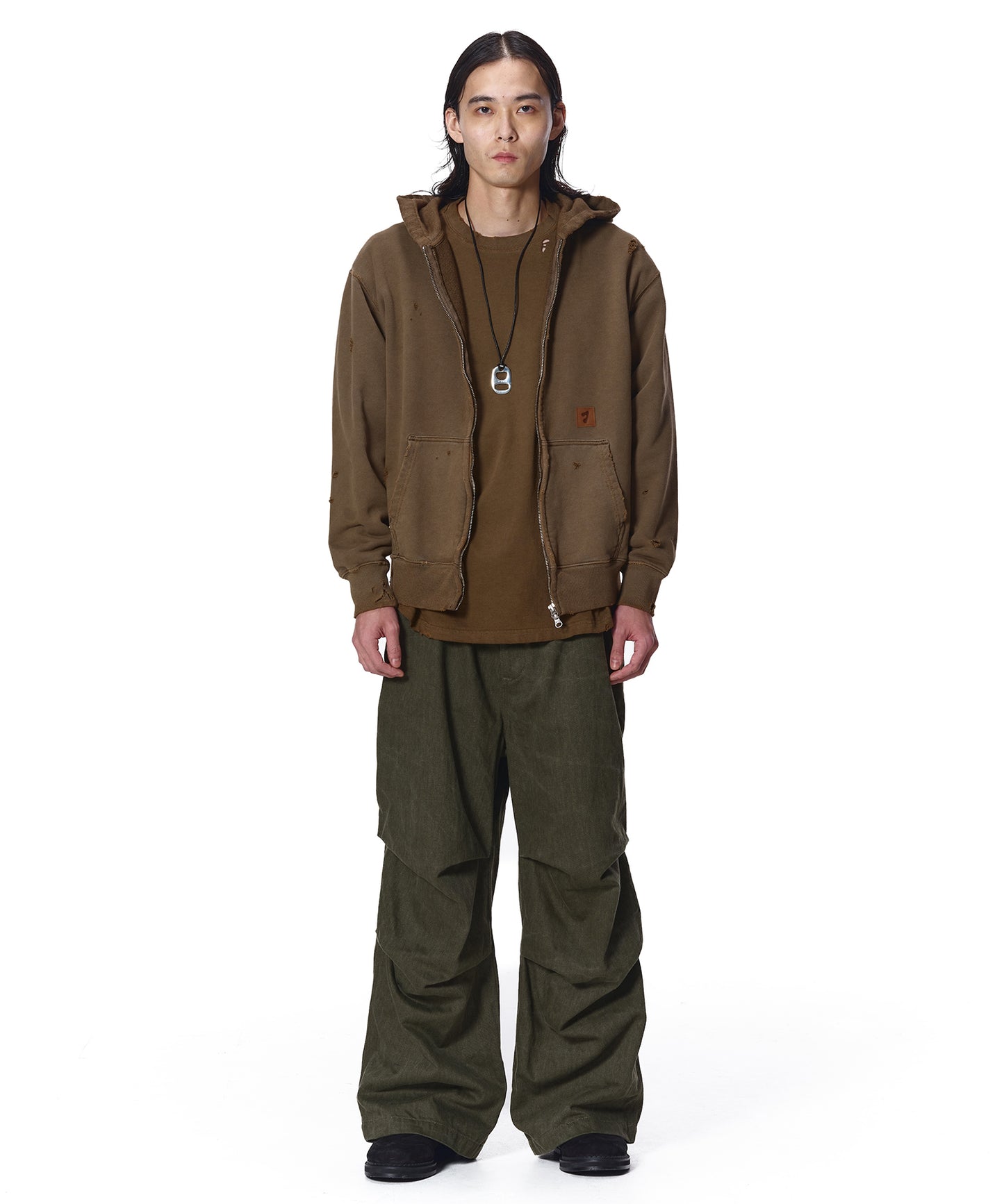 DAMAGE PATCH ZIP HOODIE