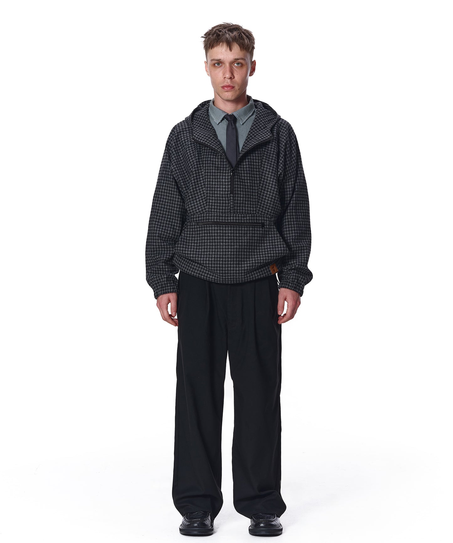 CHECK PULLOVER PARKA