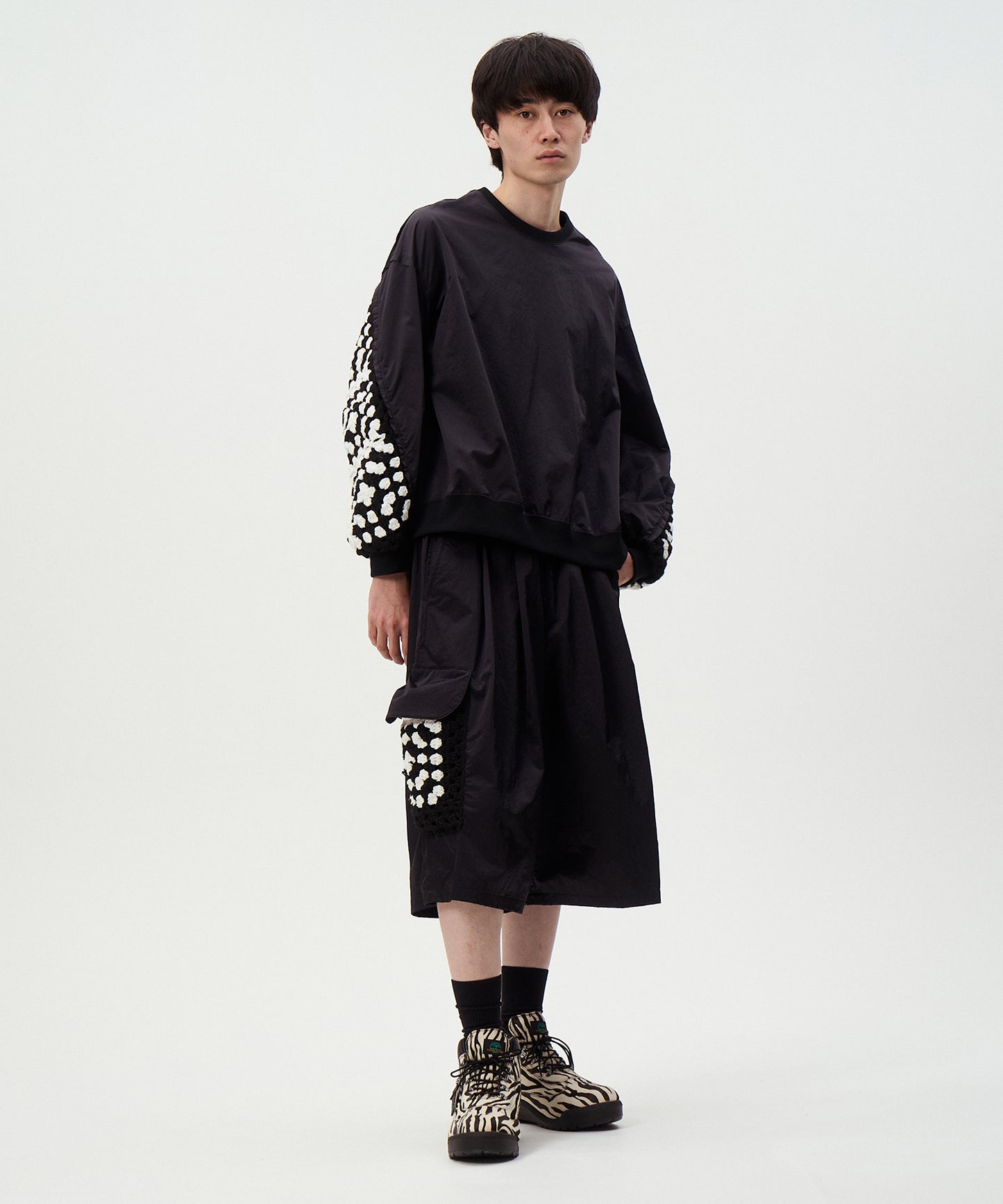 KAJIF NYLON CROCHET SLEEVE PULLOVER
